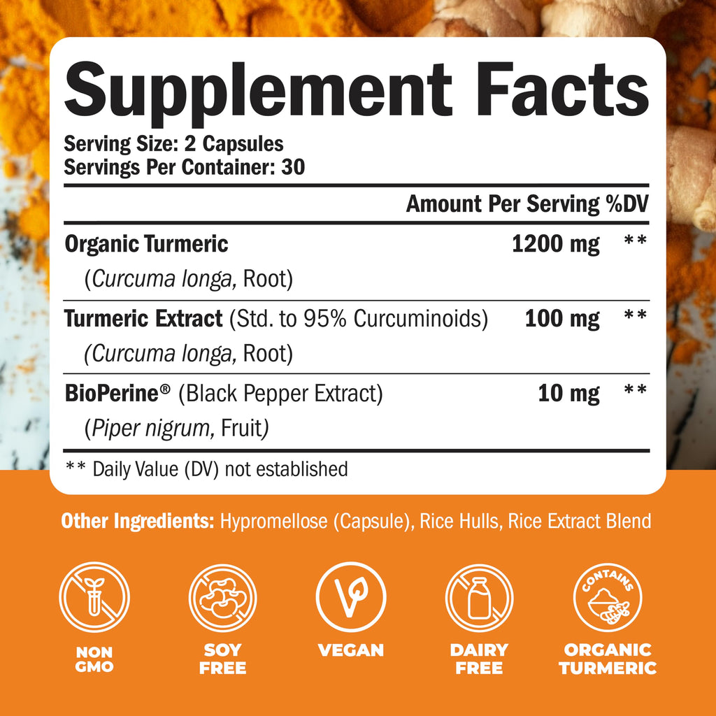 Turmeric Curcumin with Black Pepper Extract Joint Support Supplement N780