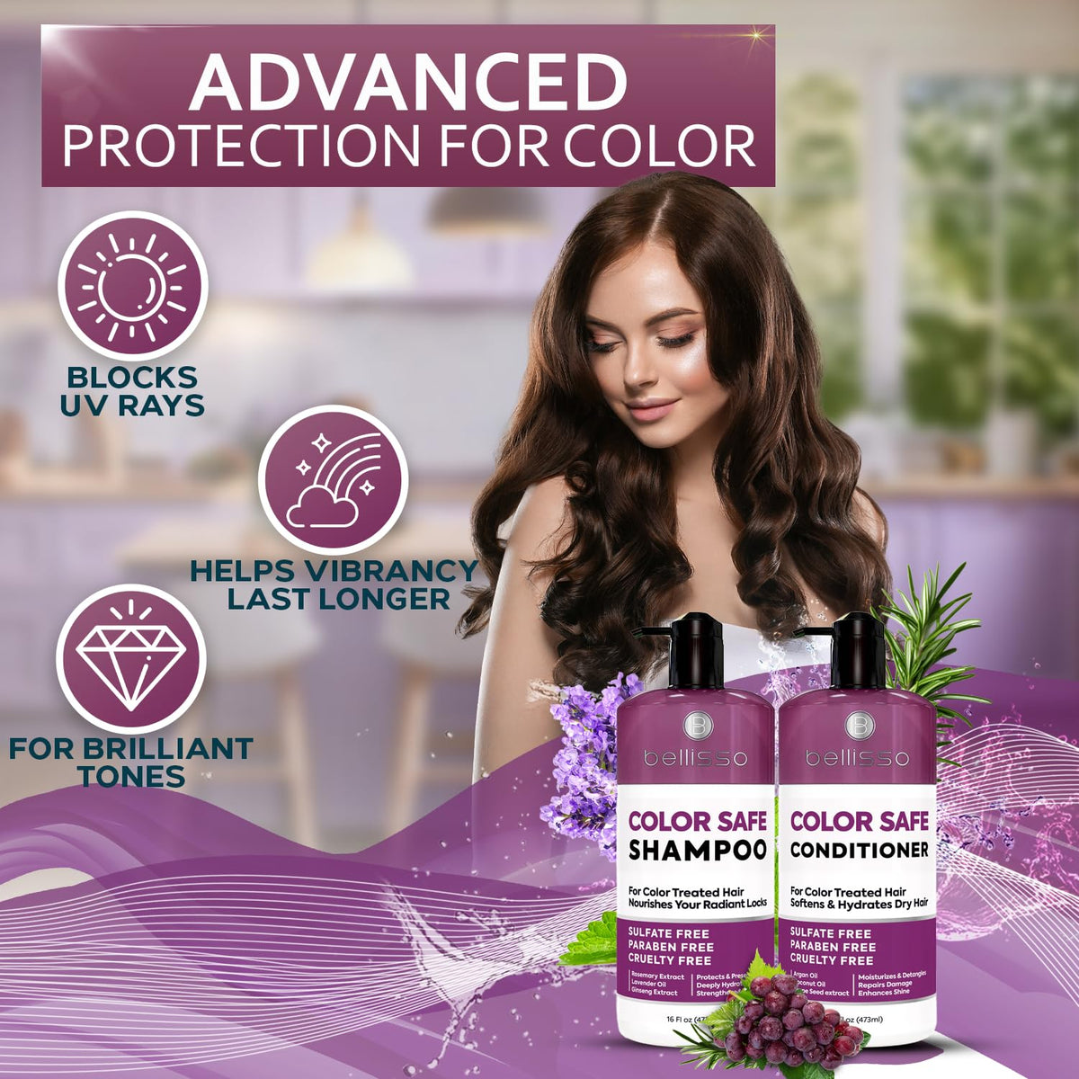 Color Safe Shampoo and Conditioner Set Sulfate Paraben Free Z265