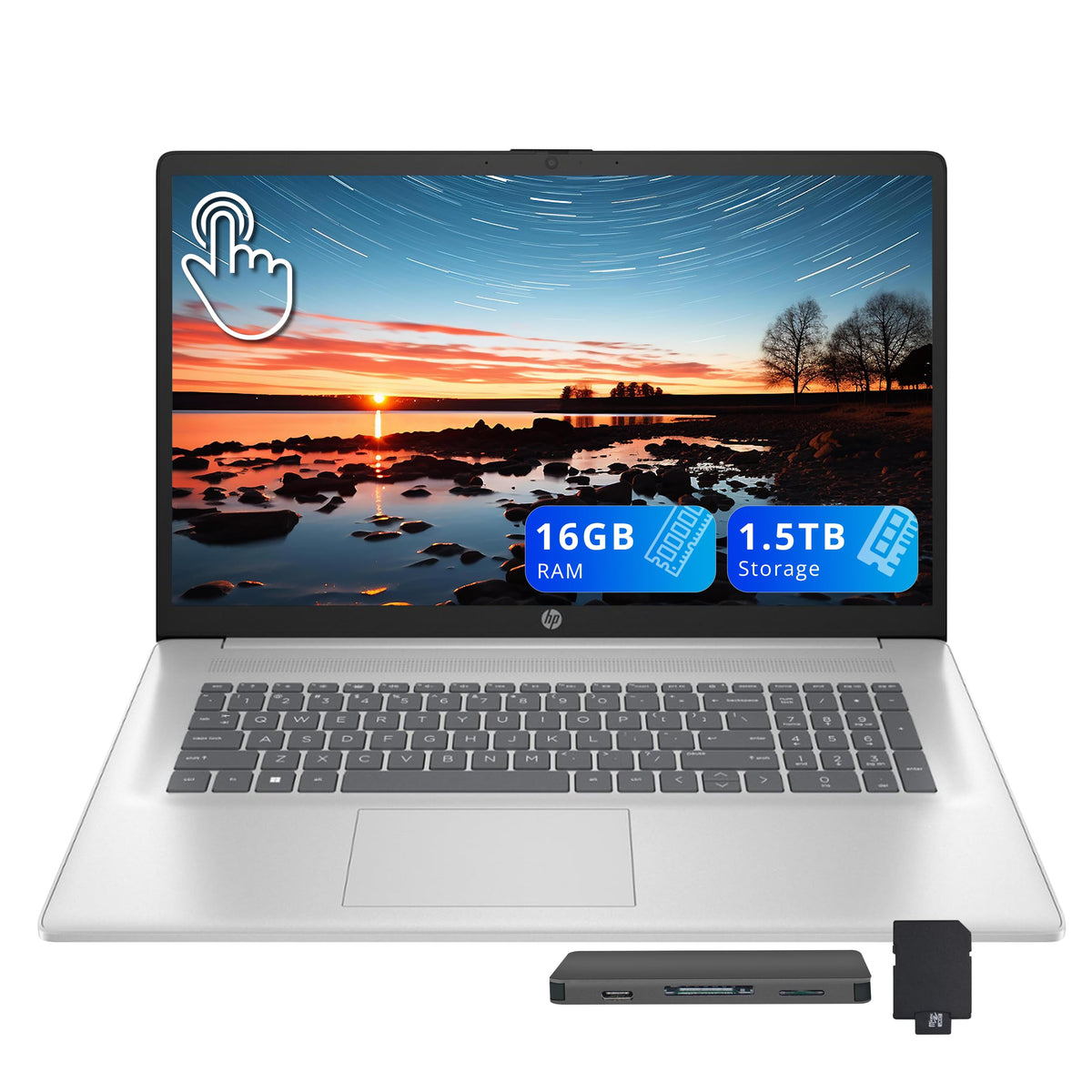 17.3" HD+ Touchscreen Laptop, AMD Ryzen 5, 16GB RAM, 1.5TB Storage, Silver D7477