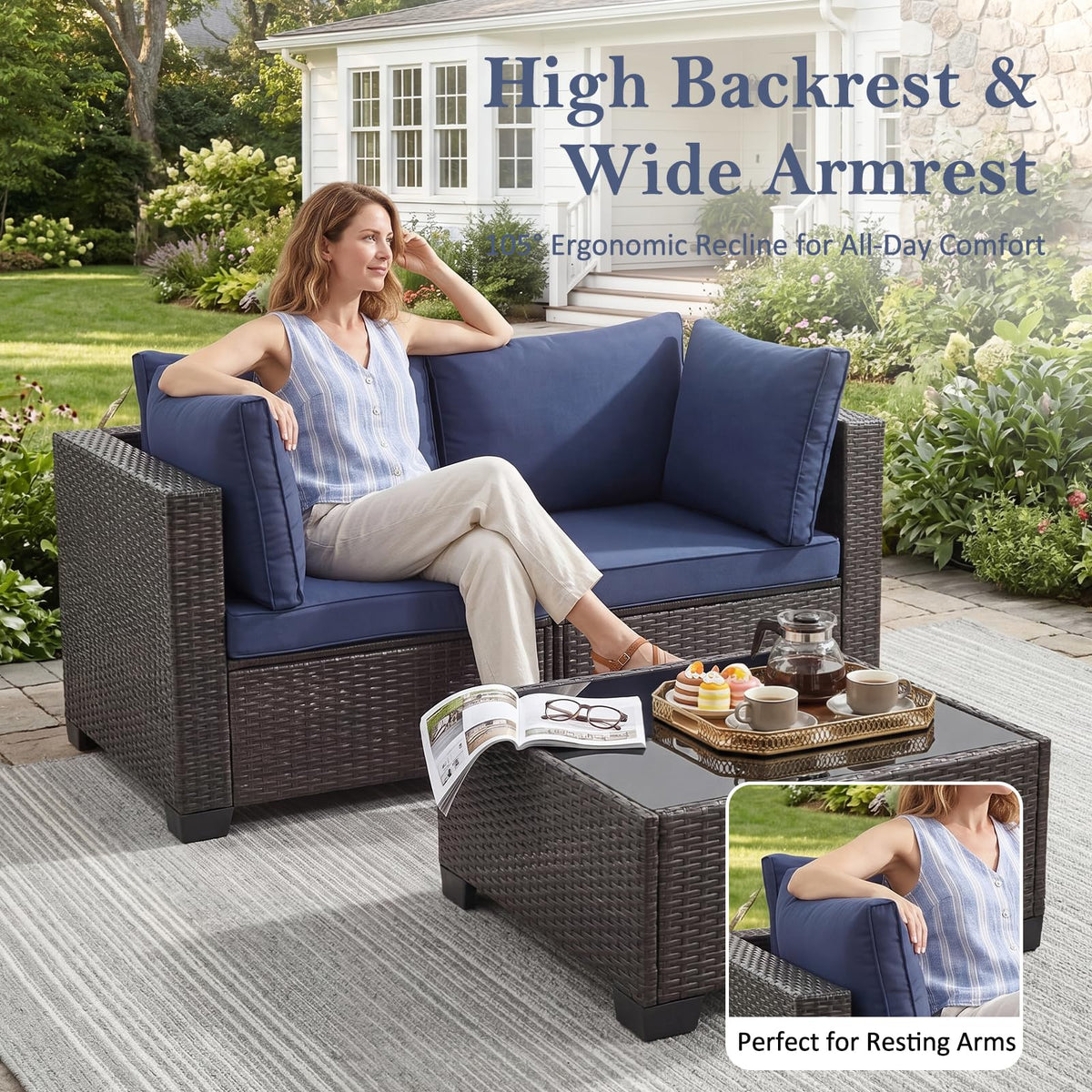 3 Piece Outdoor Wicker Patio Furniture Set S64104