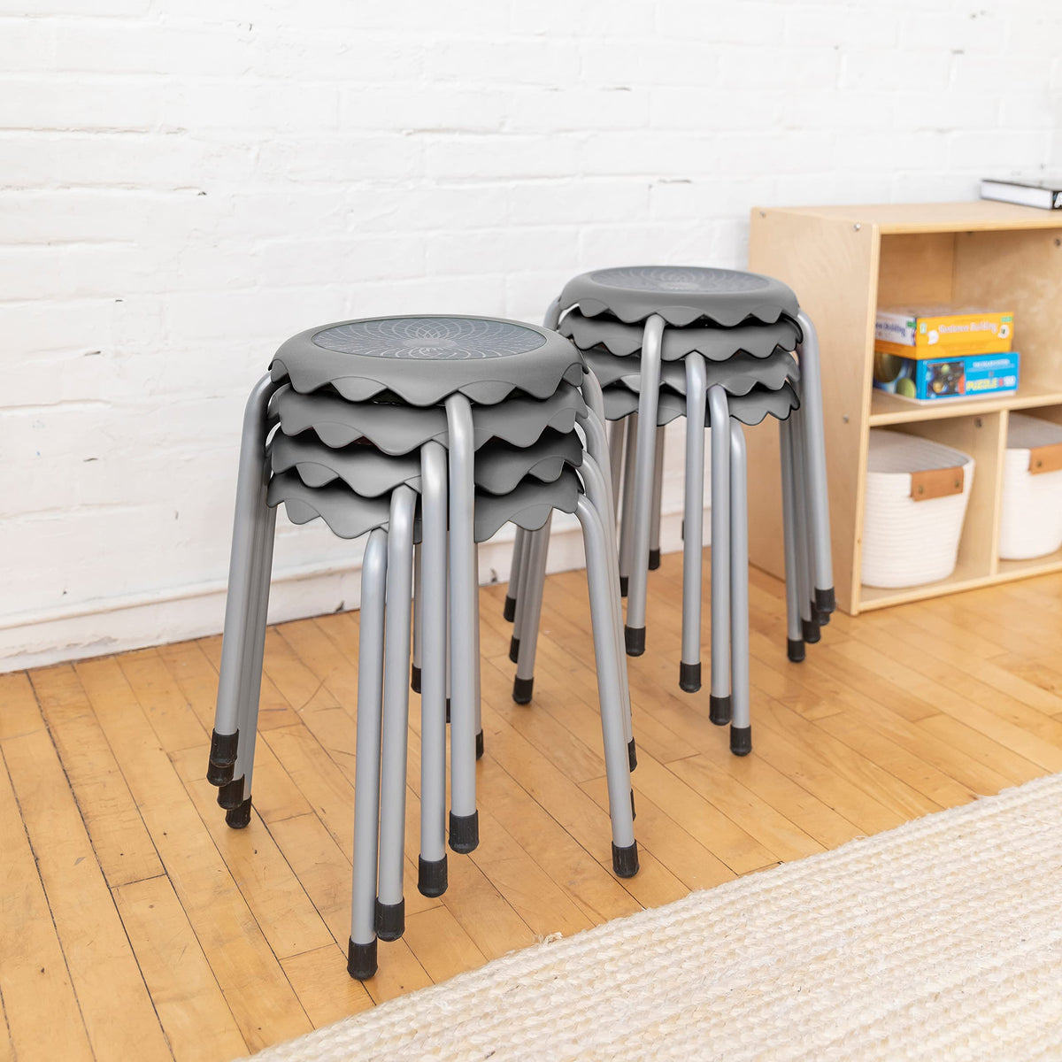 Grey 8-Piece Stackable Stool Seating Set X763838