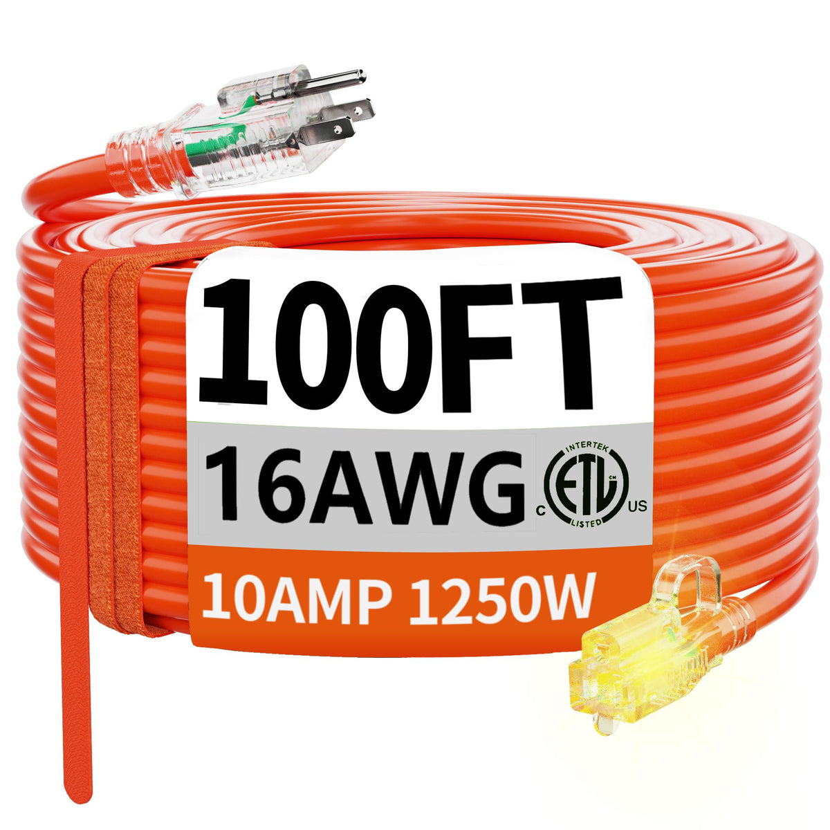 100 FT 16 Gauge Orange Outdoor Extension Cord Q15674