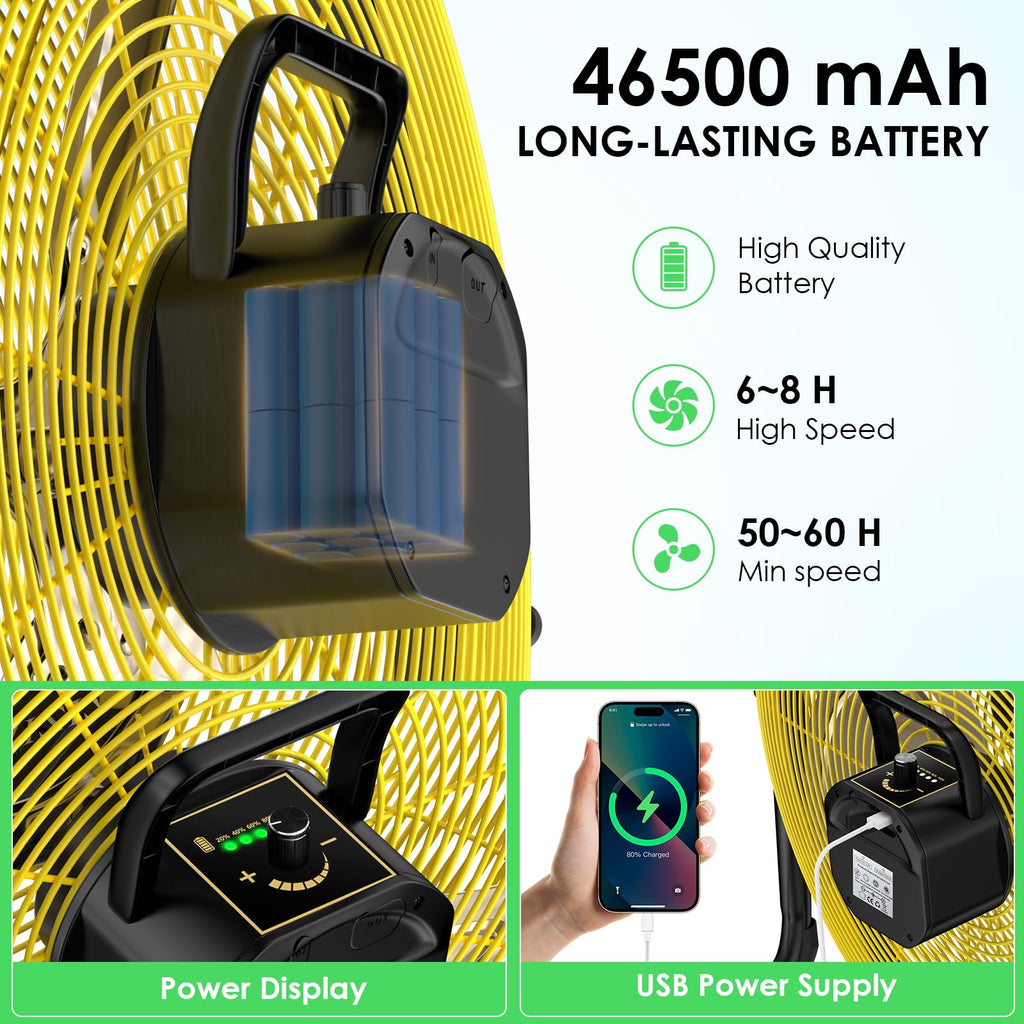 20" Rechargeable Portable Battery Operated Floor Fan O510