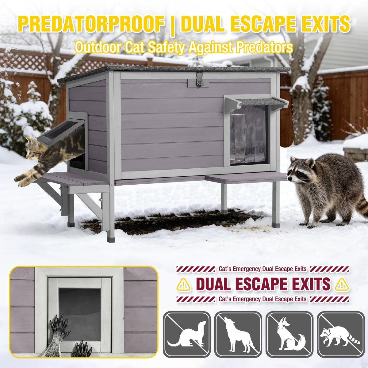 Heated Outdoor Cat House with Heating Pad L240941