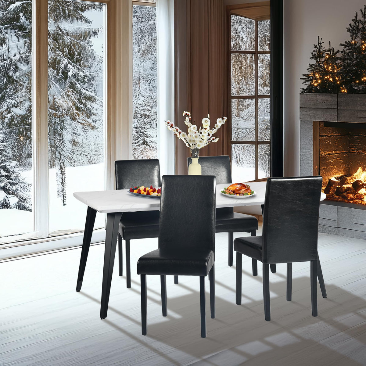 Upholstered PU Leather Dining Chairs Set of 4 S6173