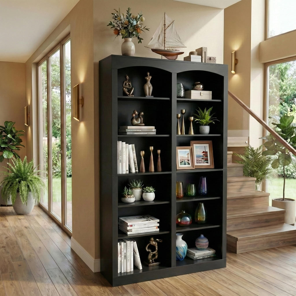 71" Tall Black 12-Tier Wood Bookcase E218