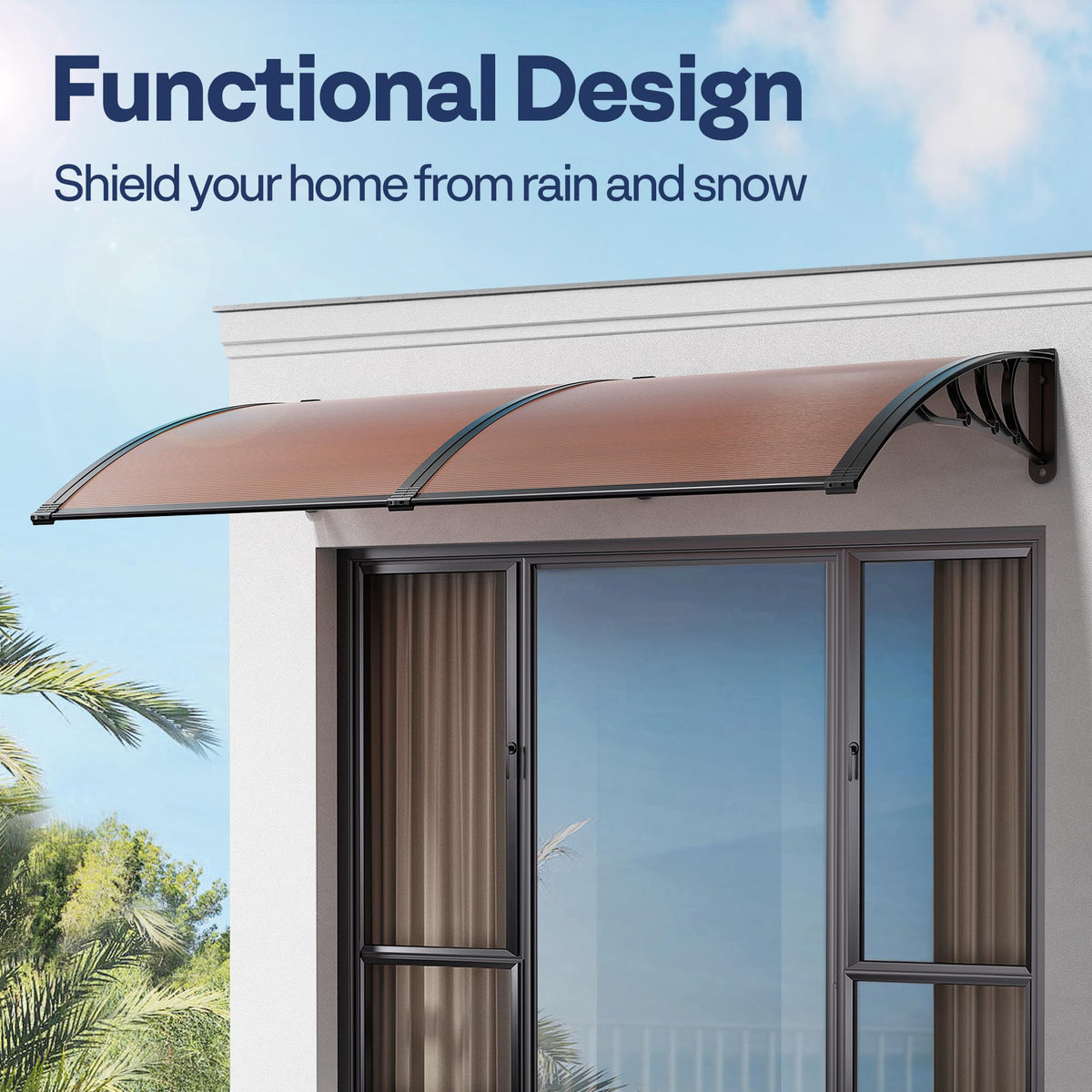 Brown Polycarbonate Window Door Awning 38 Inch x 78 Inch U690
