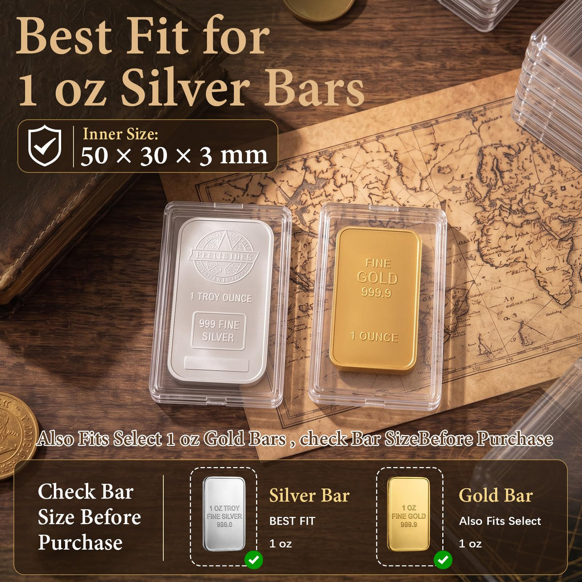 60 Pcs Silver Bar Holder Case O412246