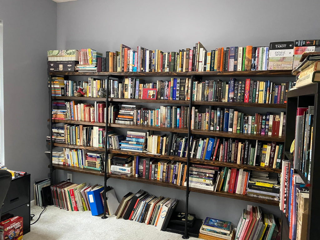 Industrial Pipe 5-Tier Wall Mount Bookshelf Y383