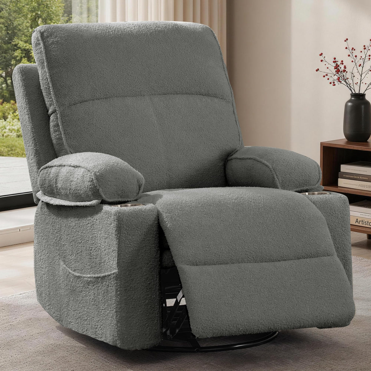 360° Swivel Rocker Recliner Chair with Cup Holders B274581