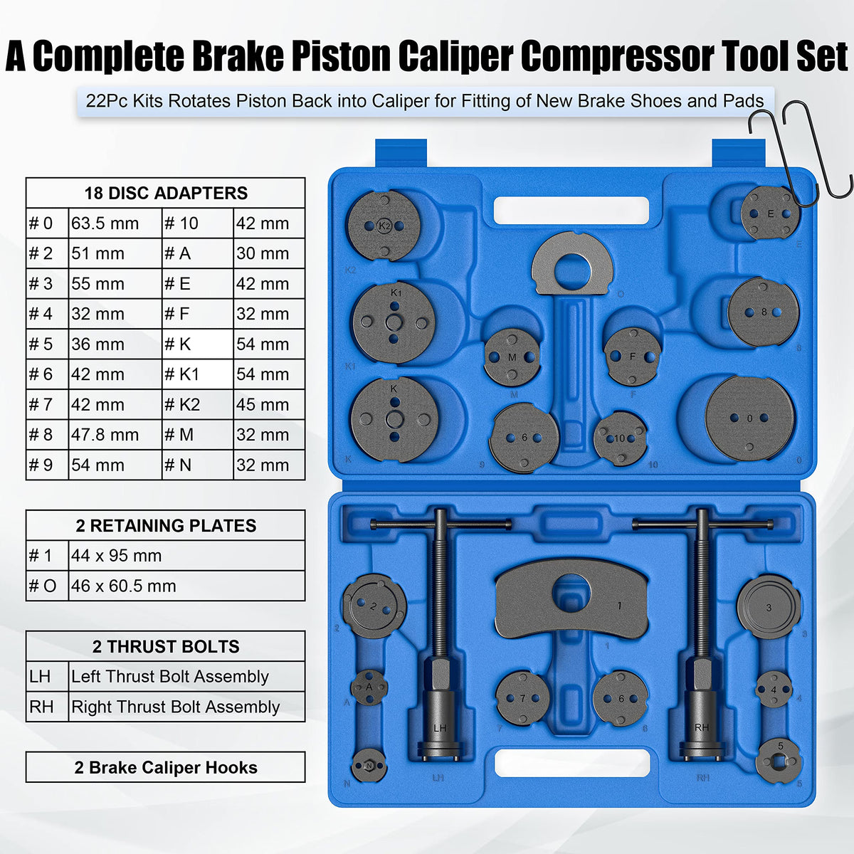 Disc Brake Caliper Wind Back Tool and Piston Compression Set 26 Pieces Z904