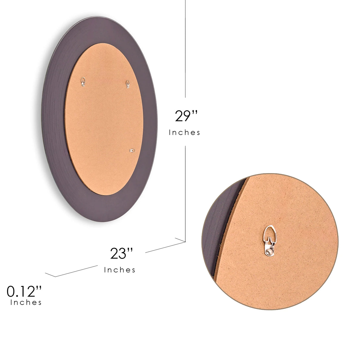 Charcoal Framed Oval Wall Vanity Mirror 23" x 29" W700555